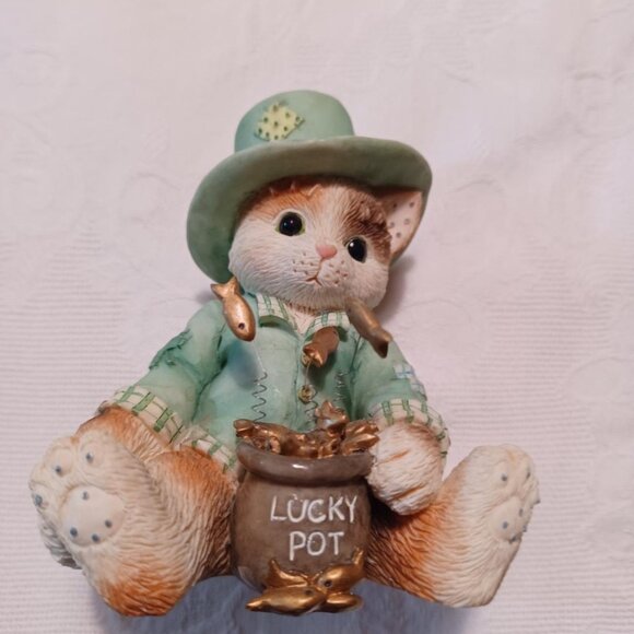Enesco Calico Kitten "Fishin' For Good Luck" figurine - Picture 1 of 1